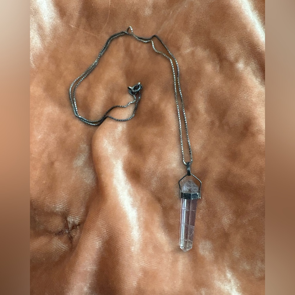 Vintage Silver and Crystal Pendant Necklace - Picture 2 of 5